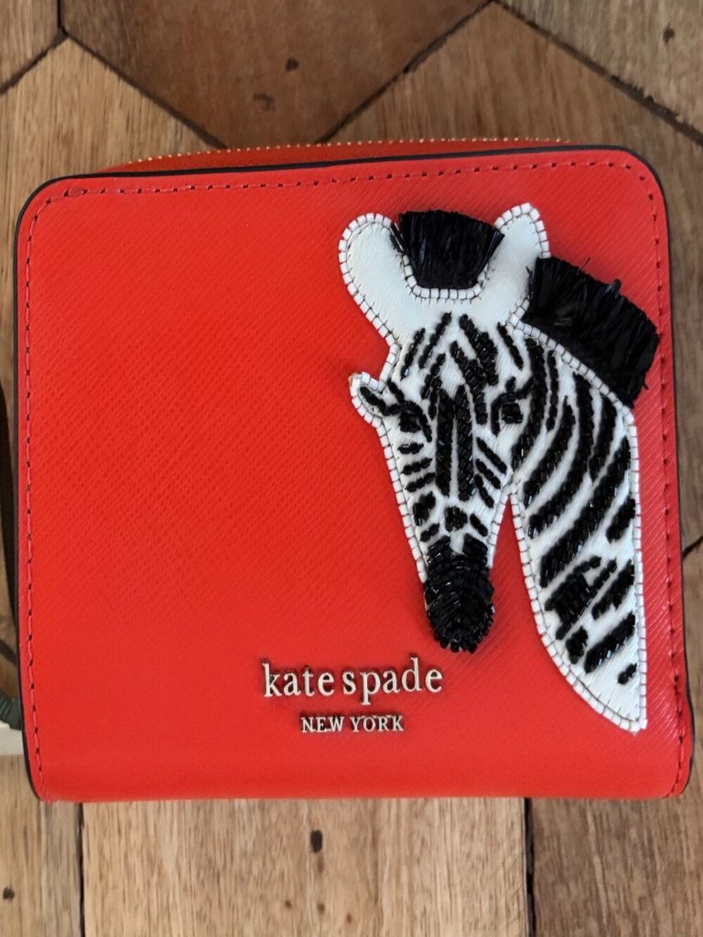 Kate Spade Safari Zebra Compact Wallet Orange